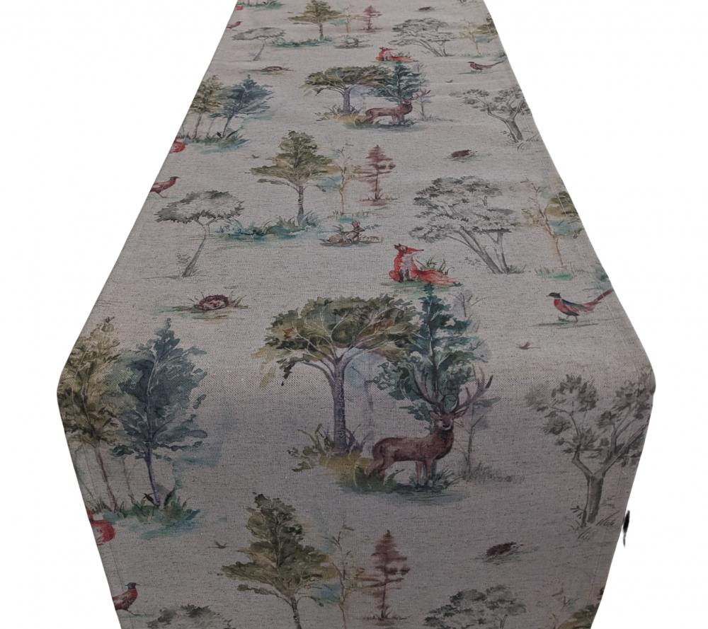 Woodland Animals Linen Look Table Runner 100-250cm